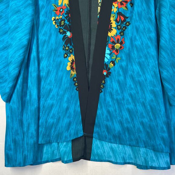 VINTAGE Bob Mackie Kimono Robe Size 1x Duster Glam Floral Artsy Flowy Ecclectic - Picture 4 of 11